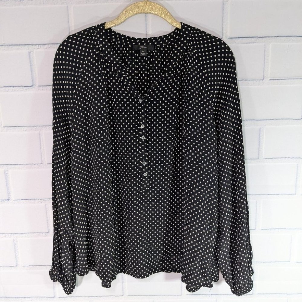 J. Crew Black and White Polka Dot Blouse